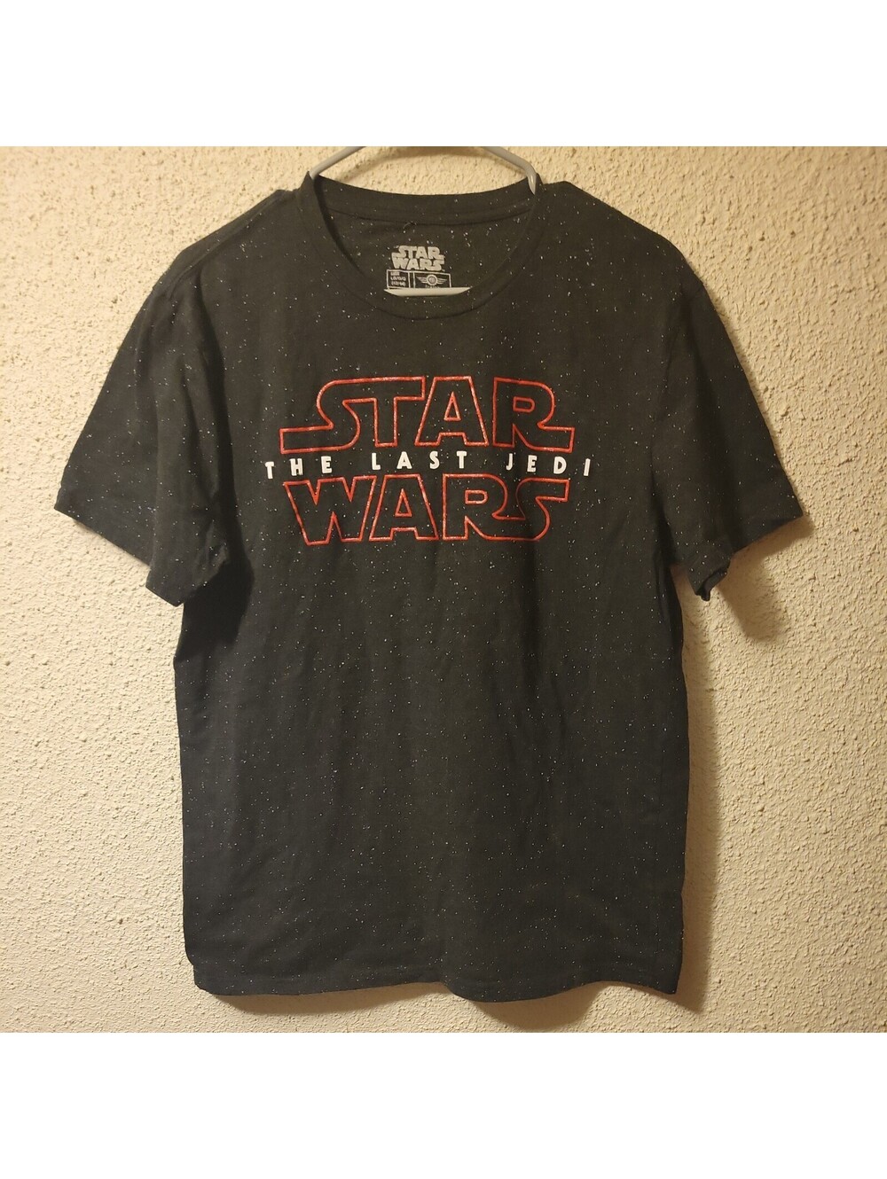 Star Wars The Last Jedi Men's Black T Shirt Size Large Speckled Stars Wars
